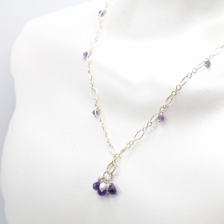 Amethyst and Pearl Cluster Necklace