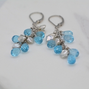Blue Topaz and Pearl Briolette...