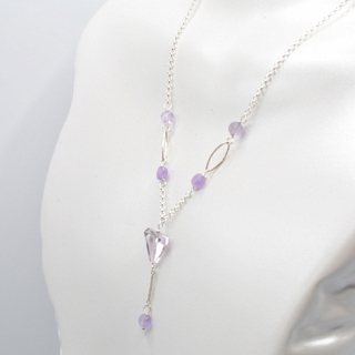 Faceted Pink Amethyst Drop Necklace
