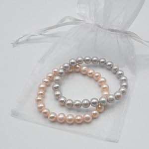 Pink and Grey Pearl Bracelet S...