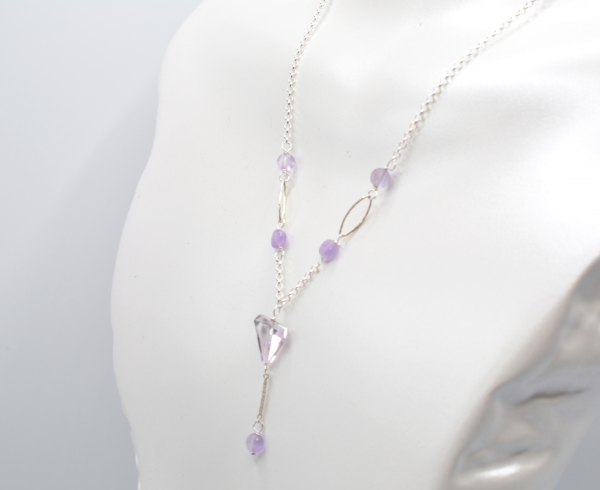 Faceted Pink Amethyst Drop Necklace