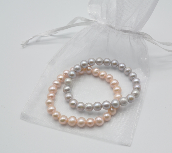 Pink and Grey Pearl Bracelet Set