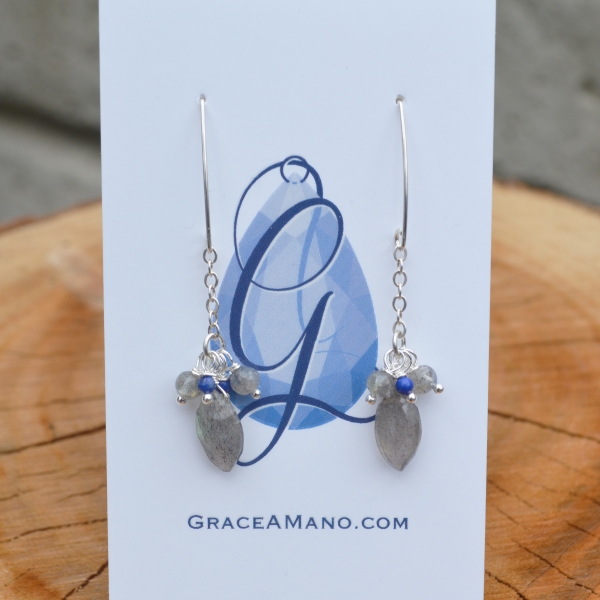 Labradorite, Lapis Lazuli Earrings